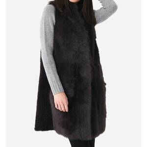 NEW SUPREMA women's reversible shearling vest in castagna